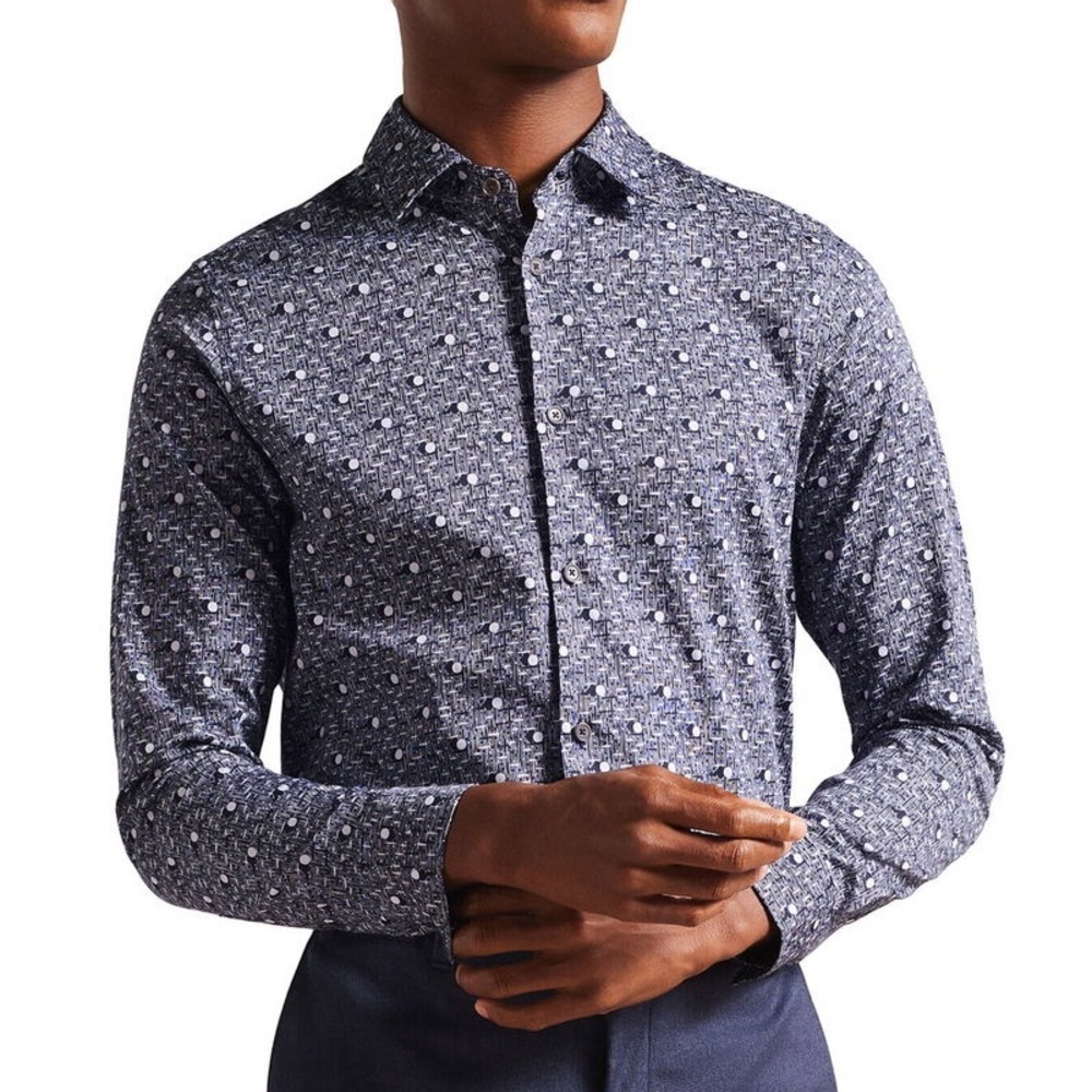 TED BAKER Maccle Spot Print‎ Button Down Shirt
